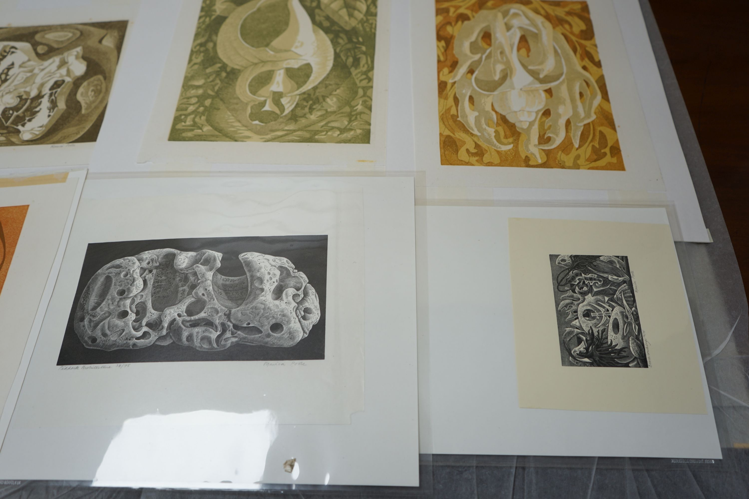 Monica Poole (1921-2003) and George Mackley (1900-1983), a folio of assorted unframed prints, mostly wood engravings